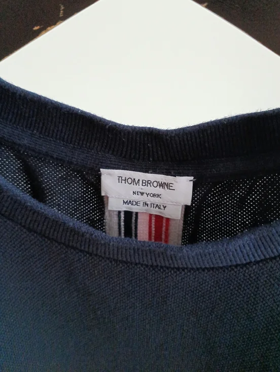 Thom Browne New York Navy Blue Cotton T-Shirt Size 2 - Picture 3 of 7